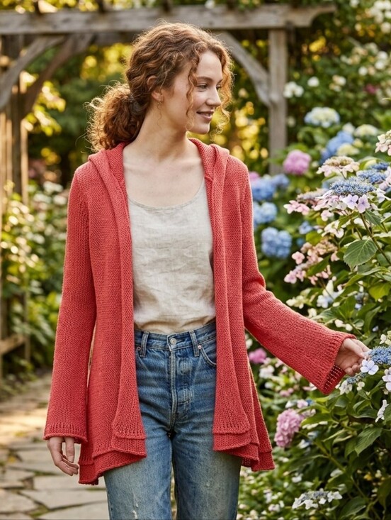 Wooden Ships Sweaters - Wooden Ships Women's Nautical Boho Beach Coral Open-Front Knit Cardigan Size M/L